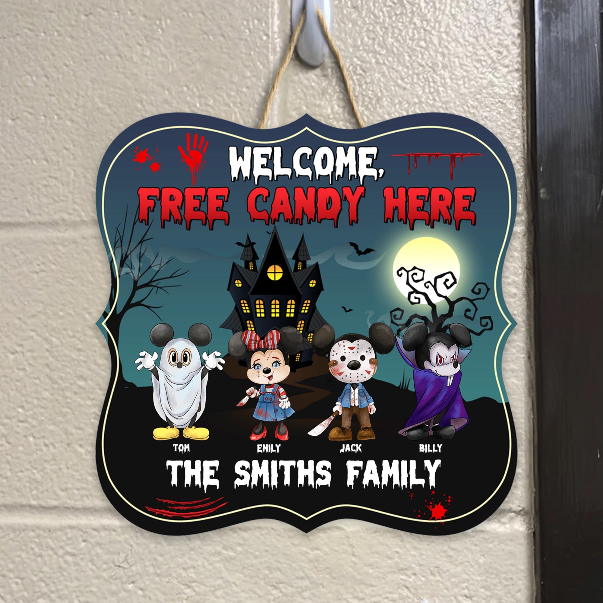 Personalized Halloween Wood Sign Free Candy Here Decor