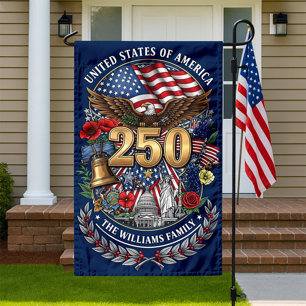 Personalized USA Statue of Liberty Garden Flag Custom Family Name 4th of July Gift HN590 - Garden Flag GradoCreations