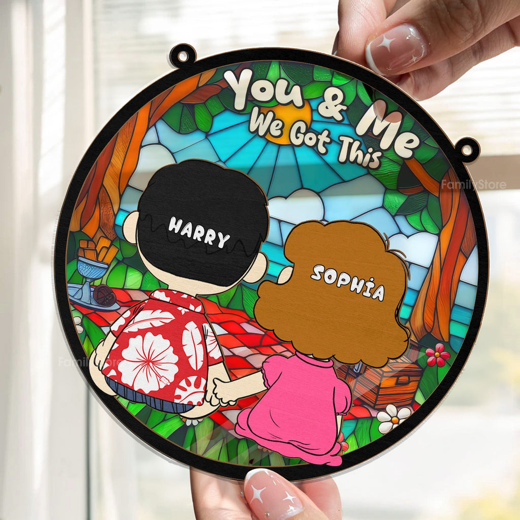 Personalized Stained Glass Suncatcher Custom Couple Gift