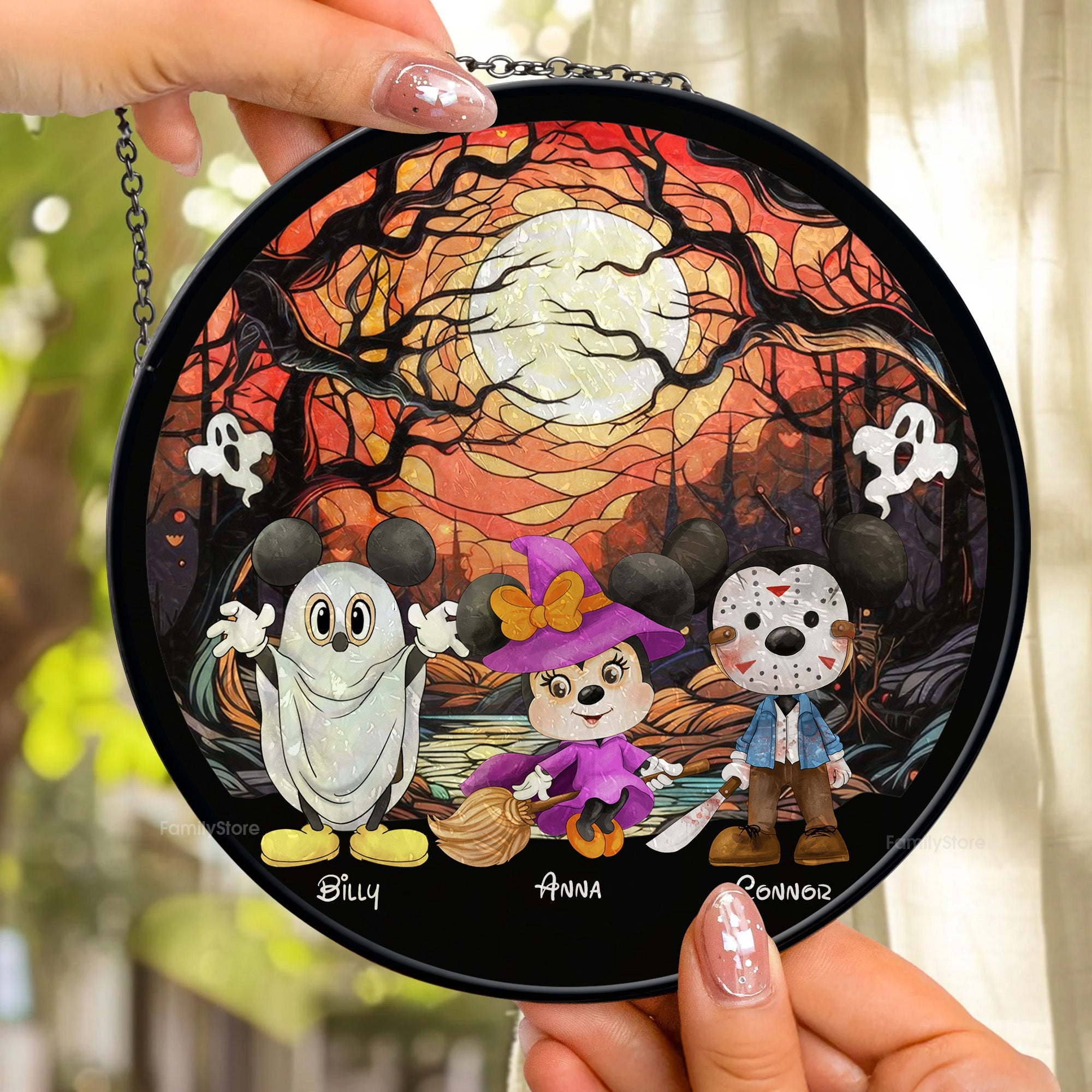 Personalized Halloween Stained Glass Suncatcher Family Gift