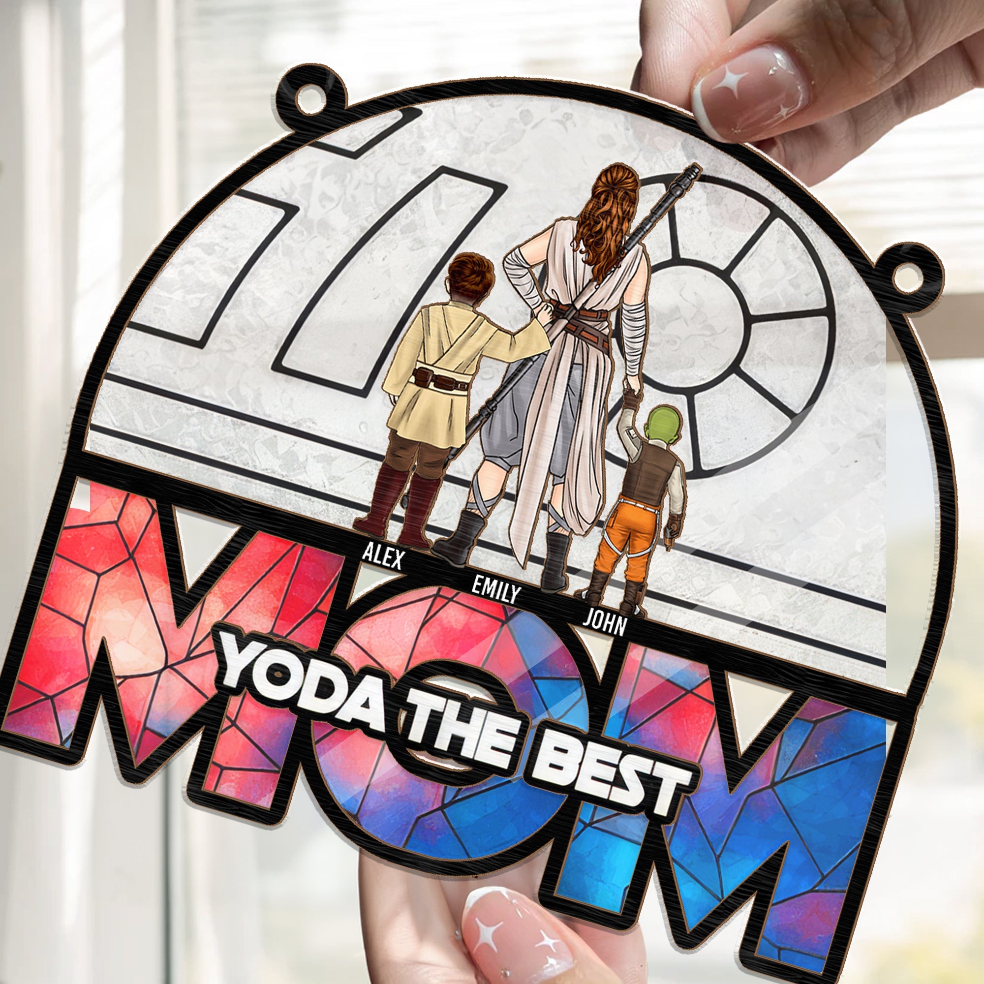 Personalized Yoda The Best Mom Suncatcher Gift Ornament