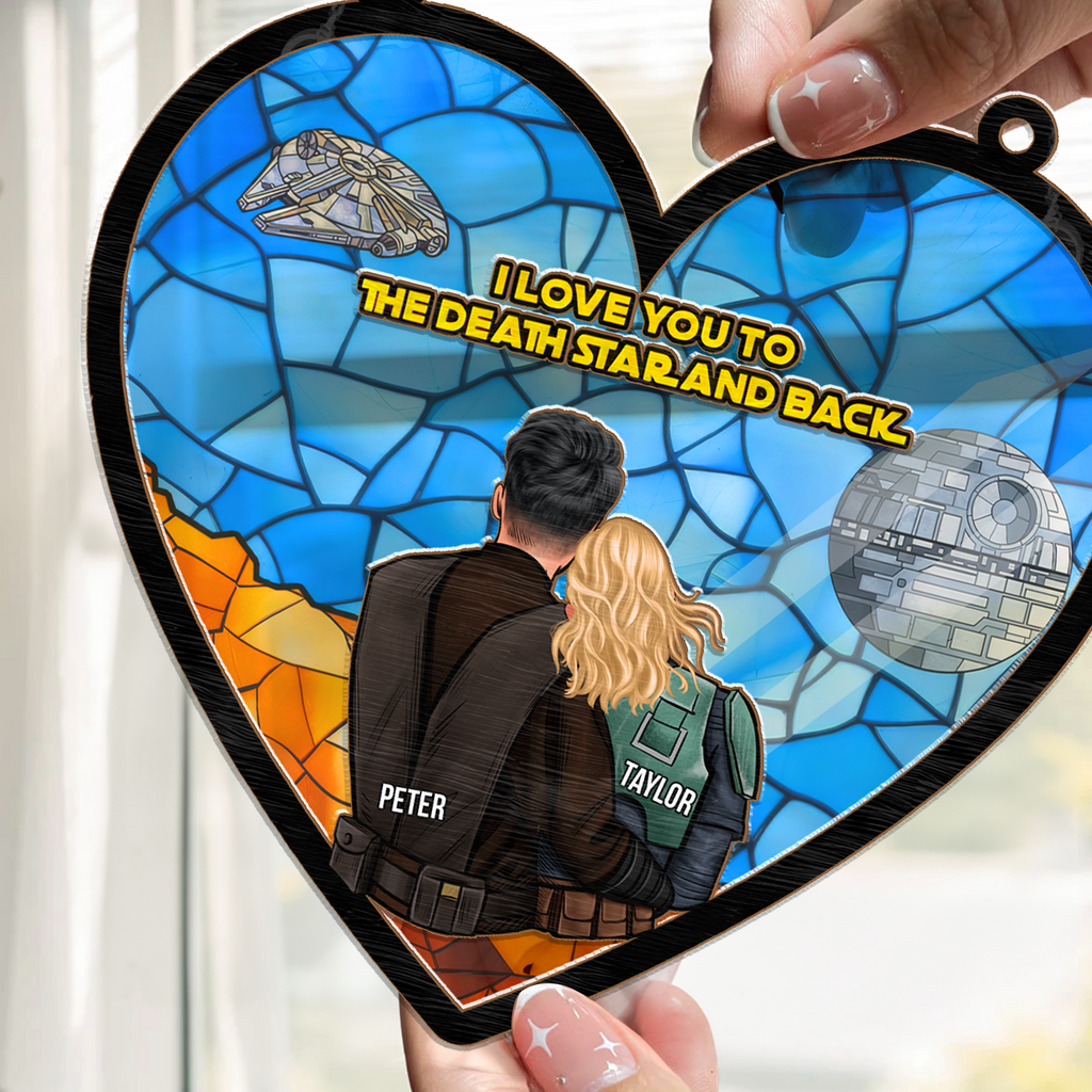 Personalized I Love You To The Death Star Suncatcher Gift for Couples