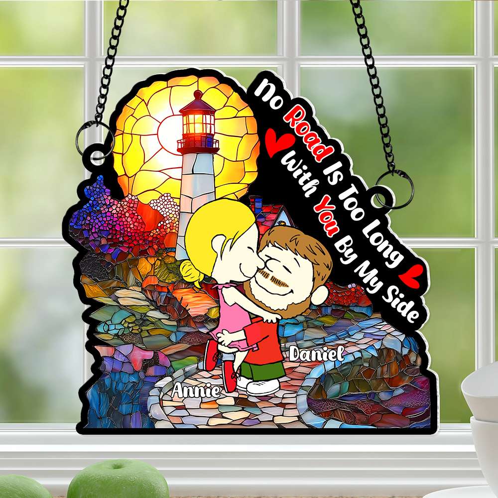 Personalized Couple Gift No Road Is Too Long Wall Art Custom Names