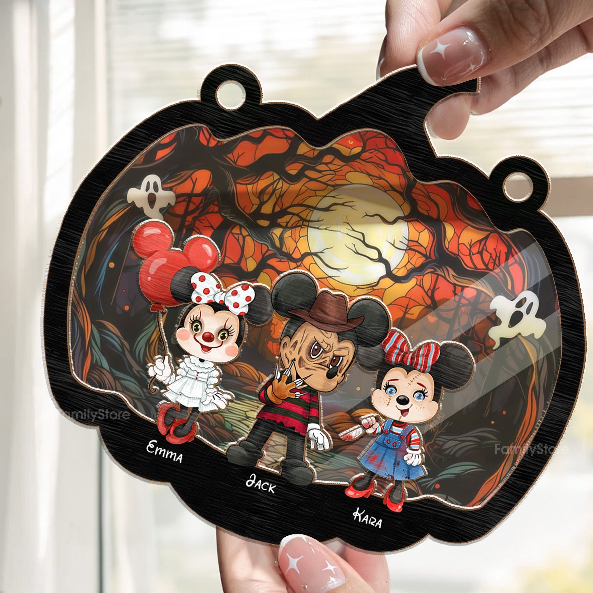 Personalized Halloween Pumpkin Suncatcher Family Gift Decor