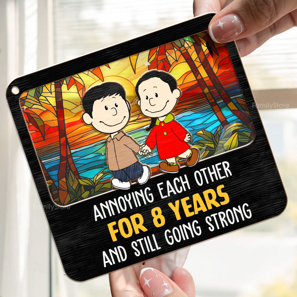 Personalized Window Hanging Suncatcher Ornament Gift for Couple - 8 Years Together