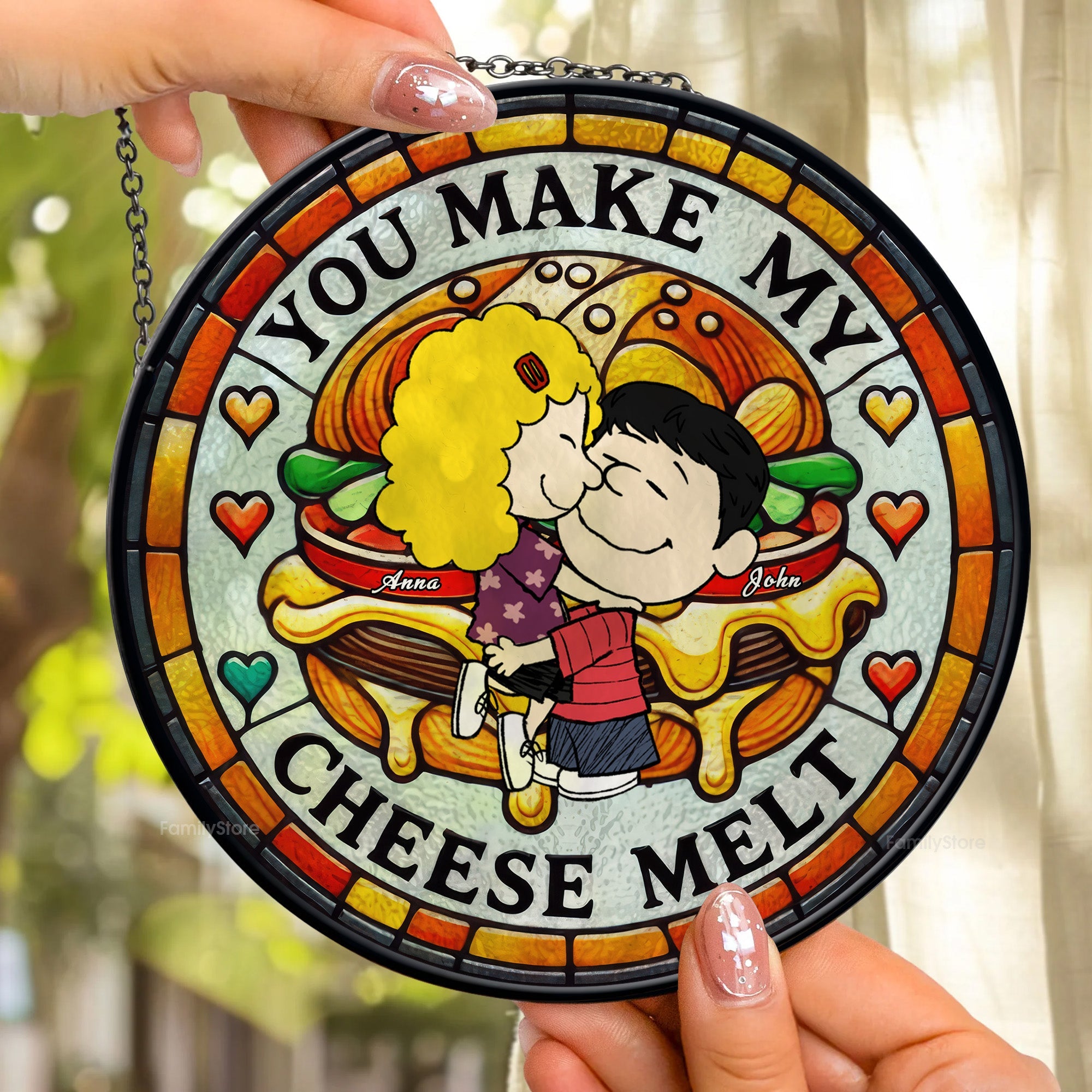 Personalized Stained Glass Suncatcher Custom Couple Gift