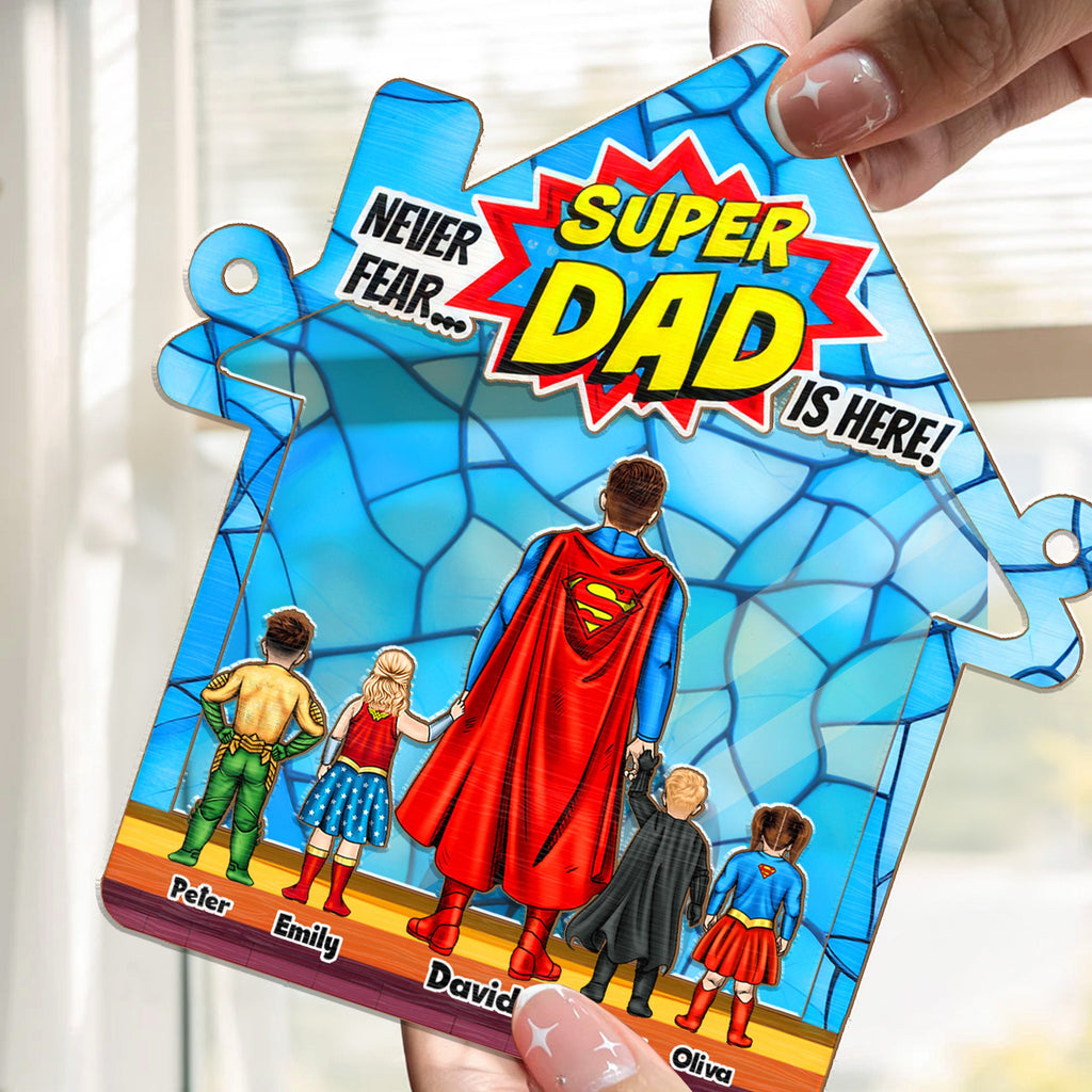 Personalized Super Dad Suncatcher Window Hanging Gift