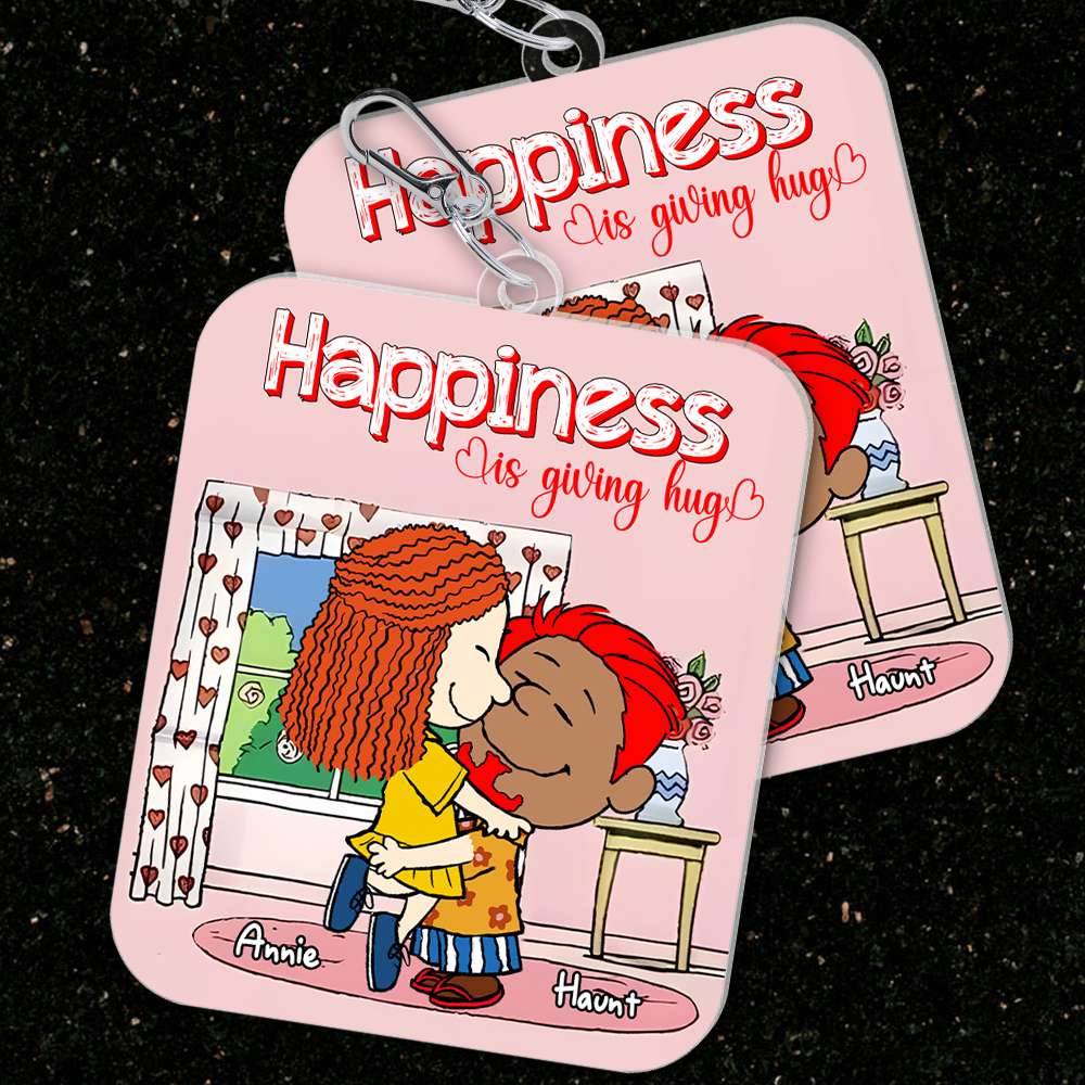 Personalized Acrylic Keychain Happiness Is Giving Hug Gift for Couple