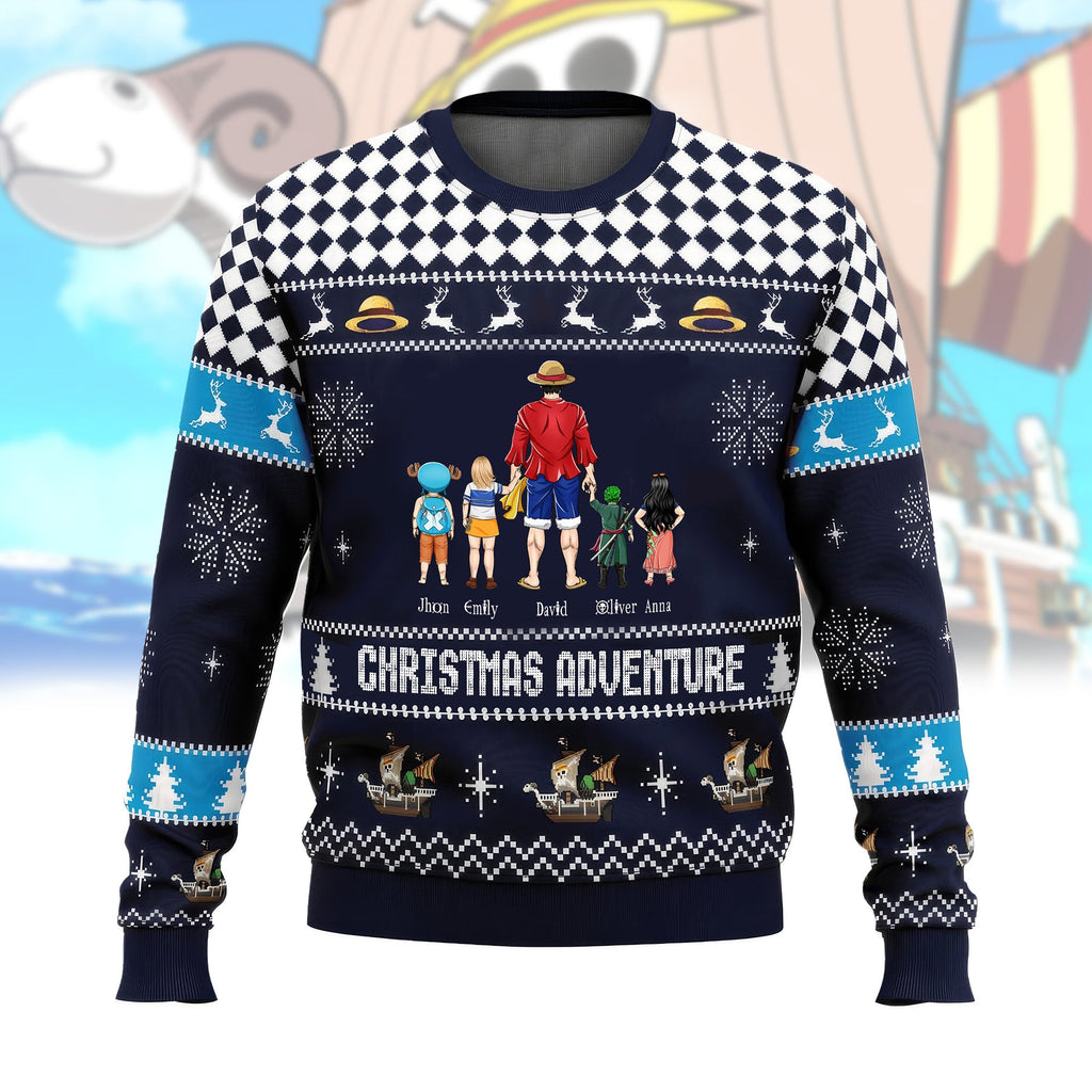 Personalized One Piece Ugly Sweater Gift for Dad, Grandpa | Holiday Adventure