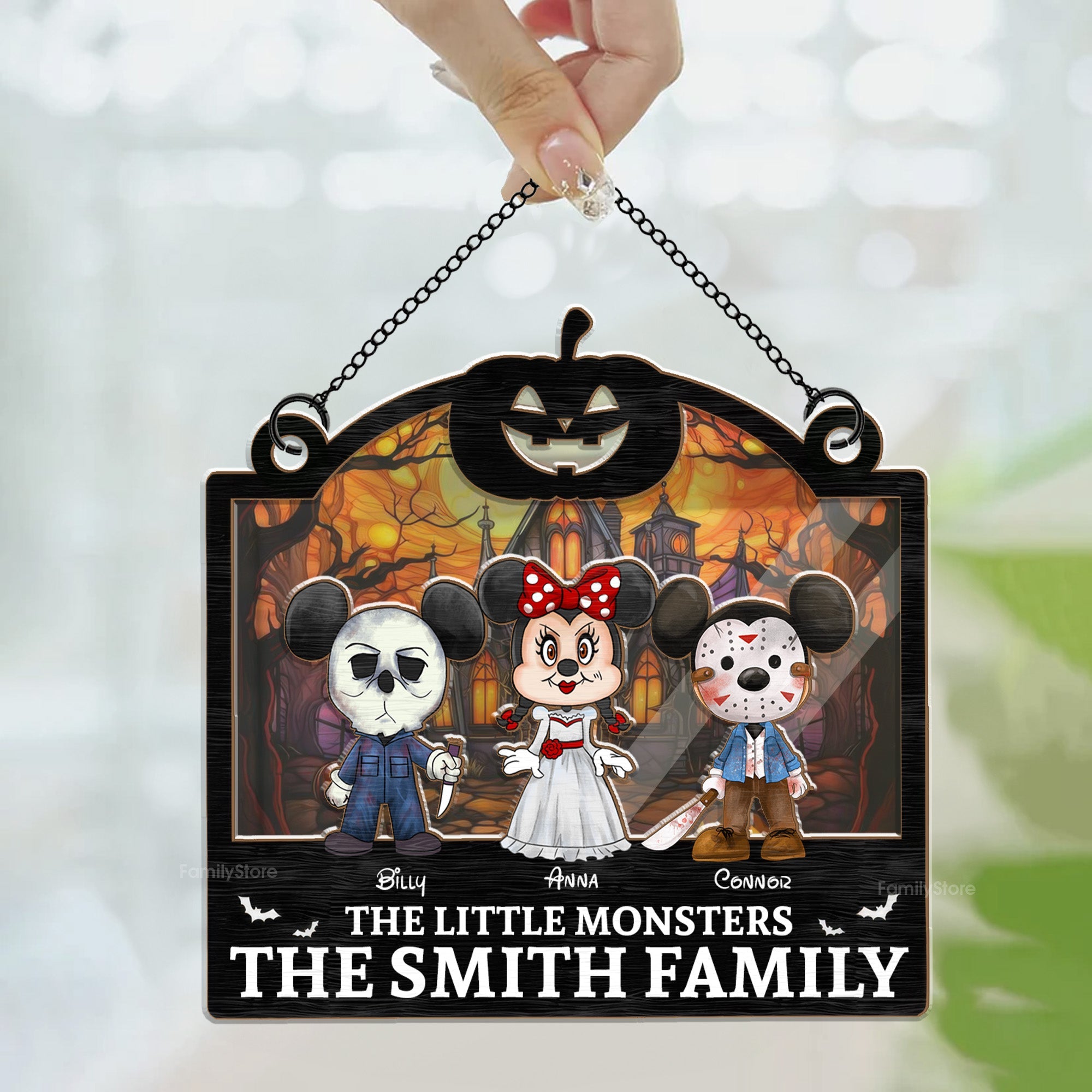 Personalized Family Suncatcher Window Decoration Gift for Halloween