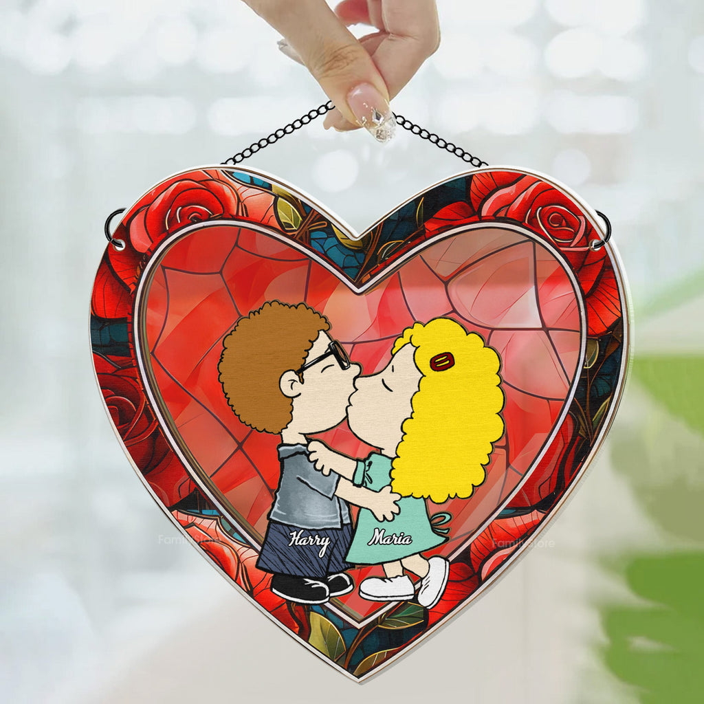 Personalized Heart-Shaped Suncatcher Ornament for Couples | Gift for Anniversary, Home Decor