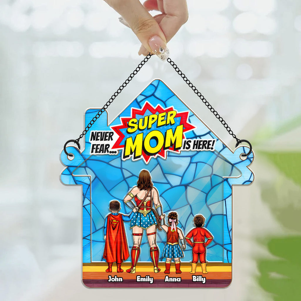 Personalized Super Mom Suncatcher Window Hanging Gift for Mom