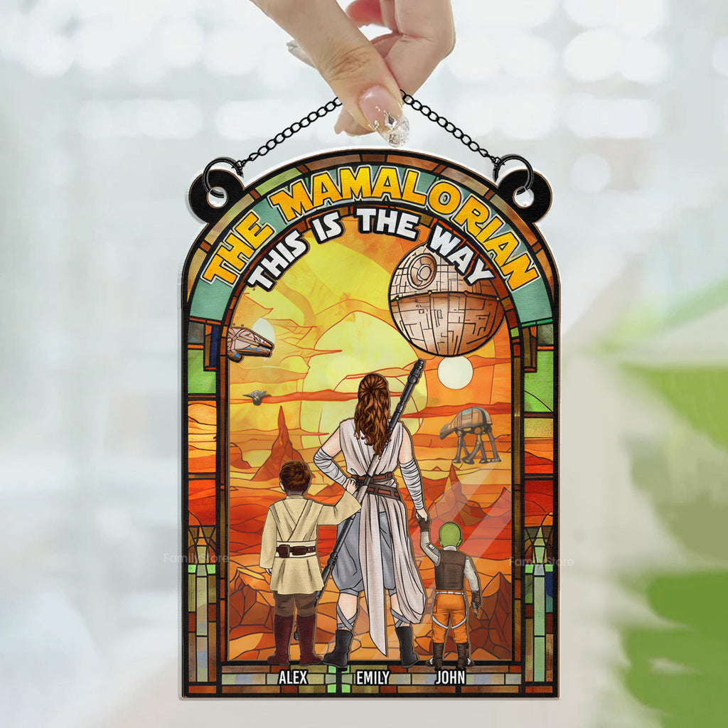 Personalized Mamalorian Suncatcher Ornament for Mom, Wife | Unique Home Decor Gift