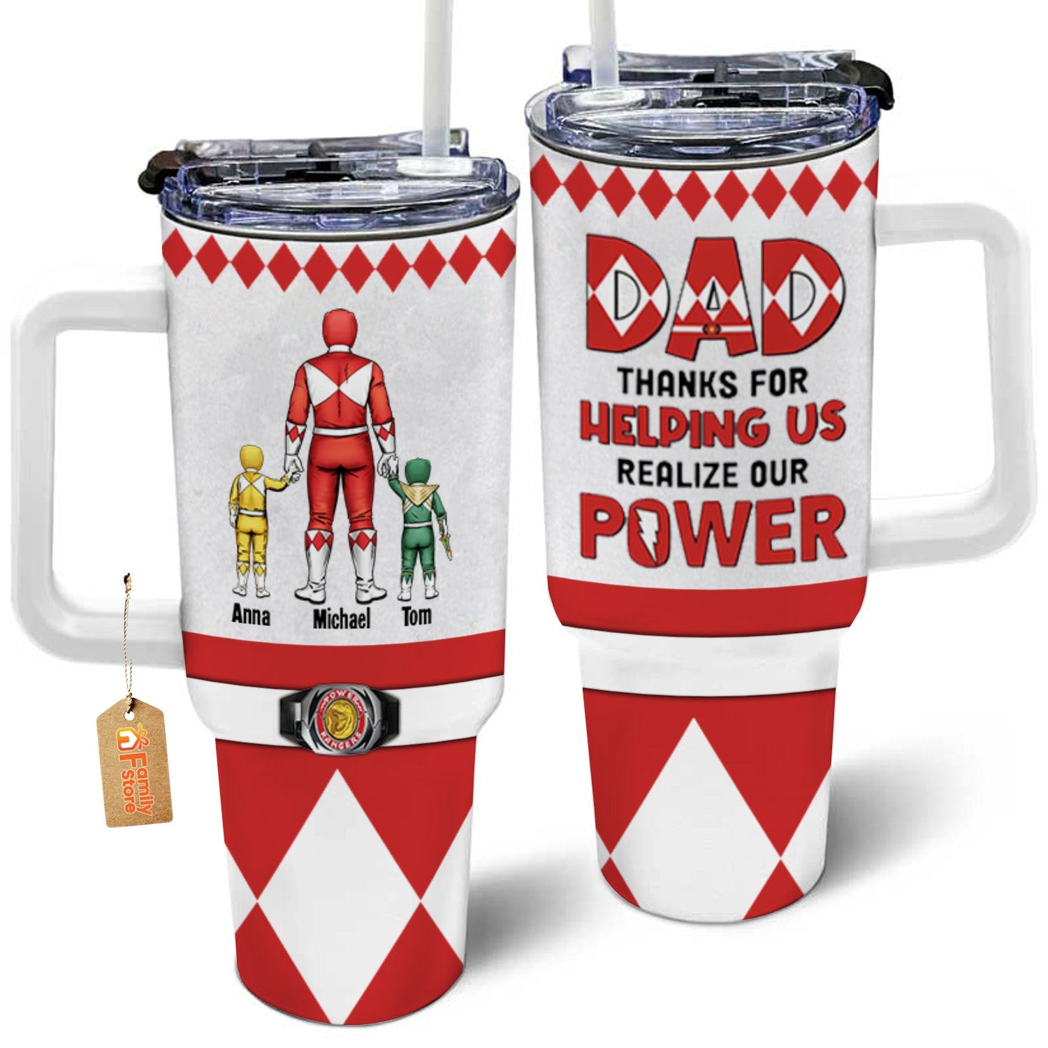 Personalized Power Ranger Tumbler Cup Gift for Dad | 40oz
