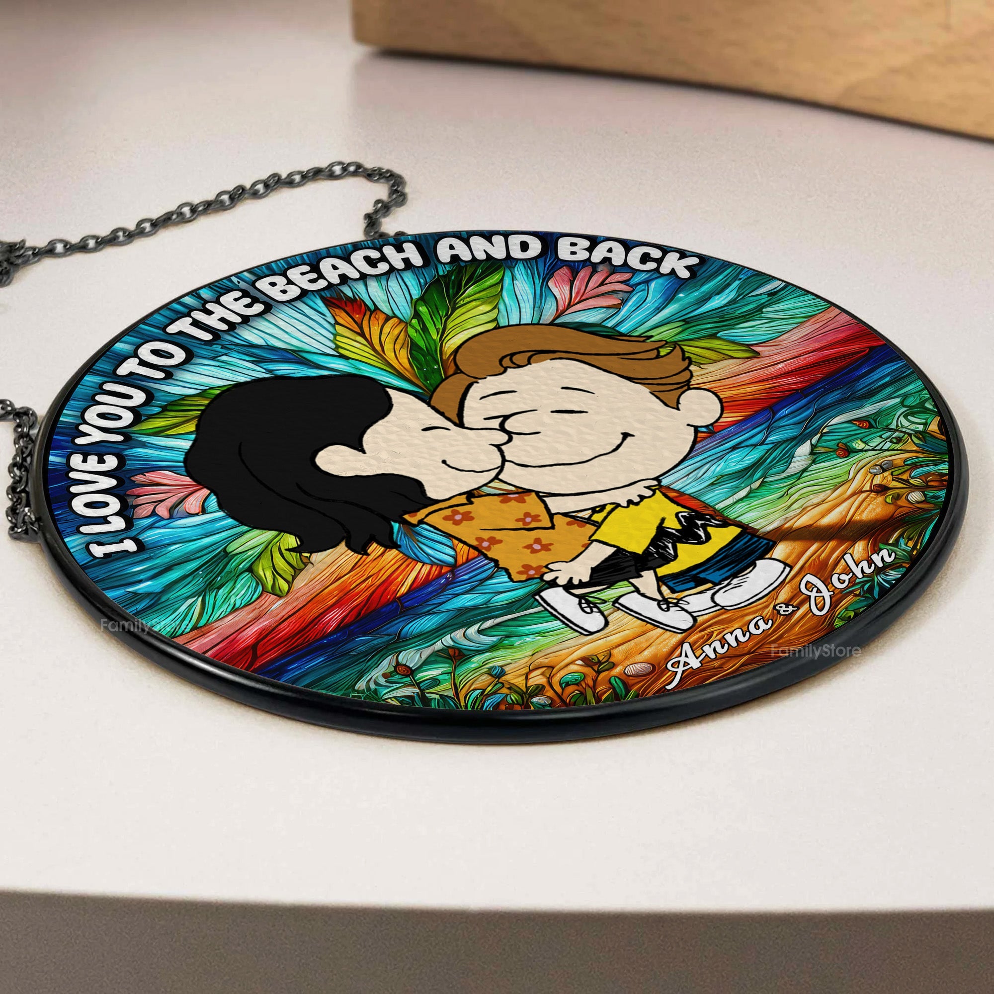 Personalized Stained Glass Suncatcher Love Gift for Couple
