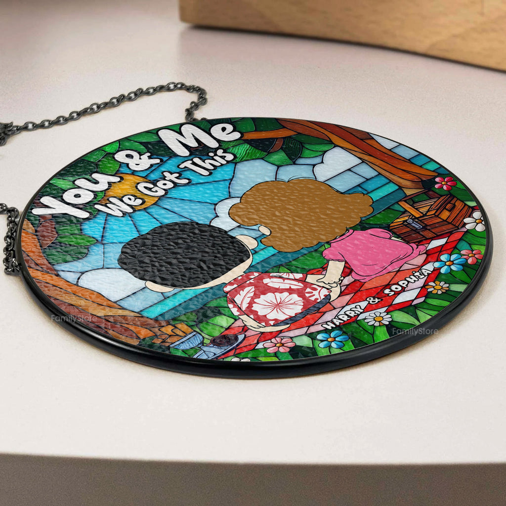 Personalized Stained Glass Suncatcher Gift for Couples - Custom Name Decor