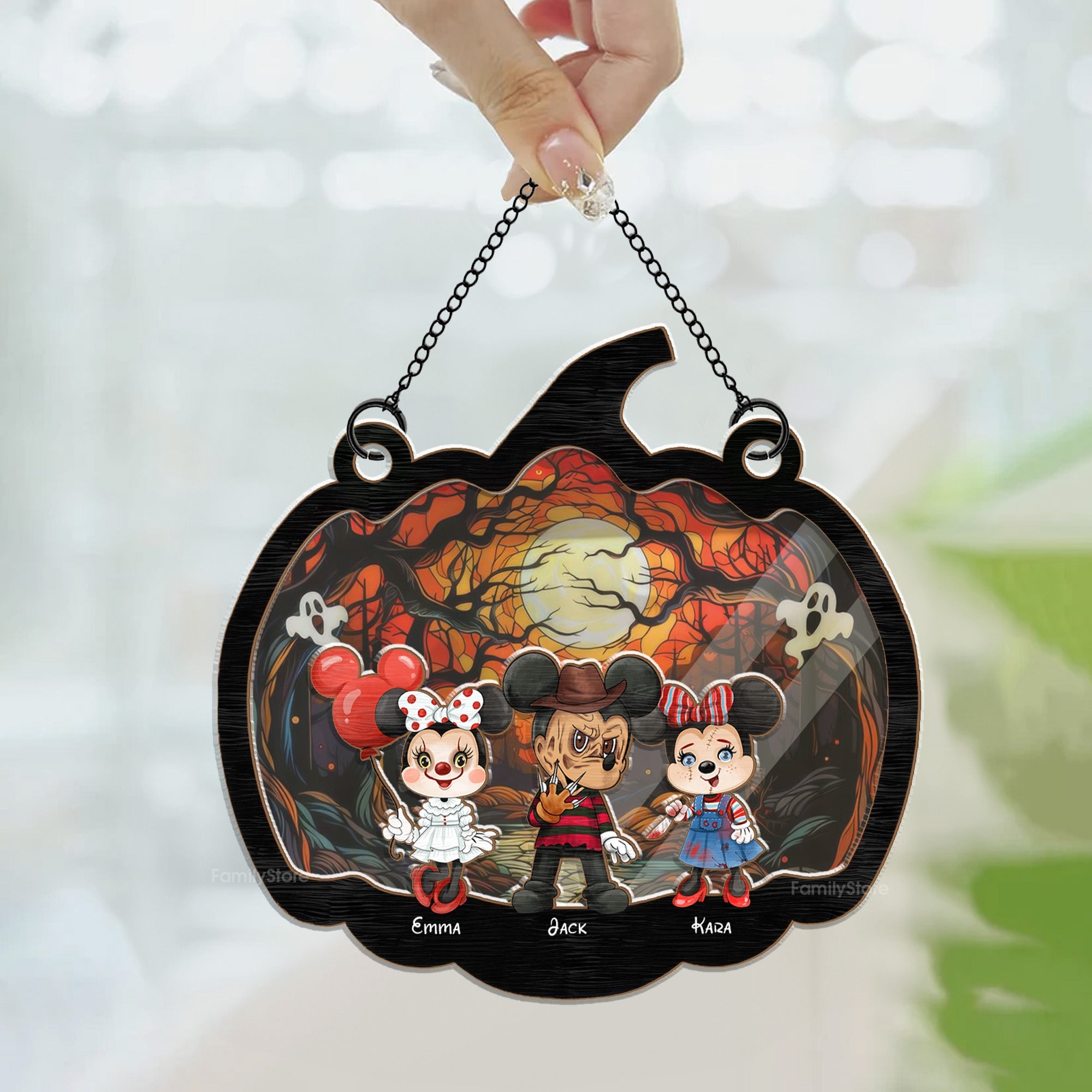 Personalized Halloween Pumpkin Suncatcher Family Gift Decor