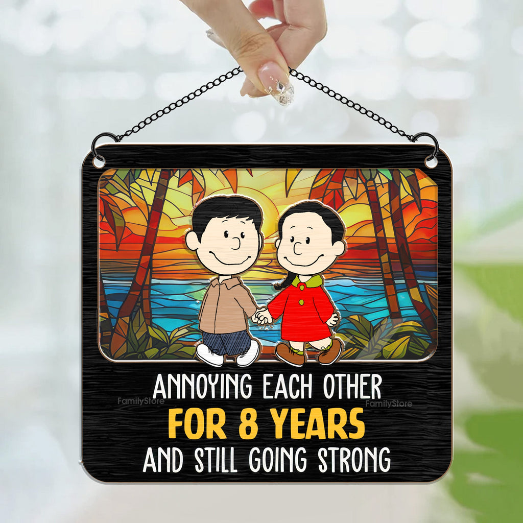 Personalized Window Hanging Suncatcher Ornament Gift for Couple - 8 Years Together