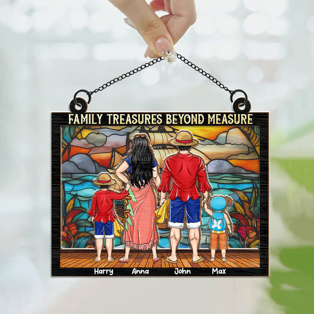 Personalized Pirate Family Suncatcher Window Ornament Gift