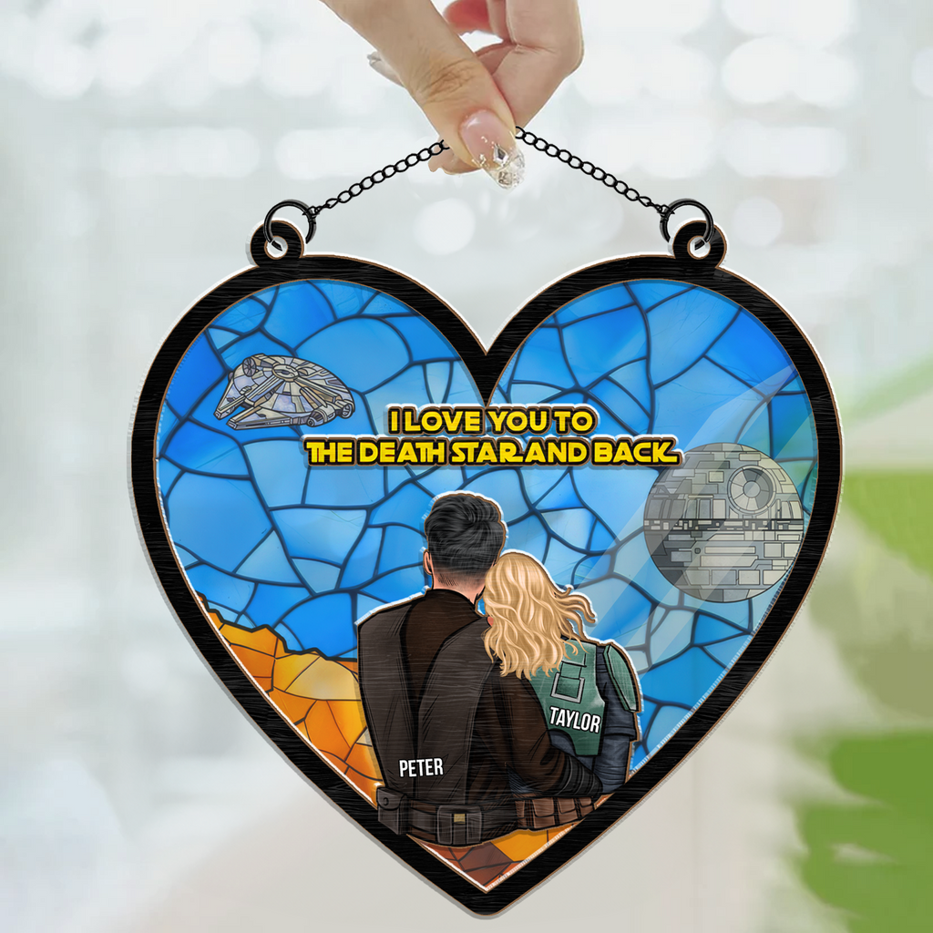 Personalized I Love You To The Death Star Suncatcher Gift for Couples