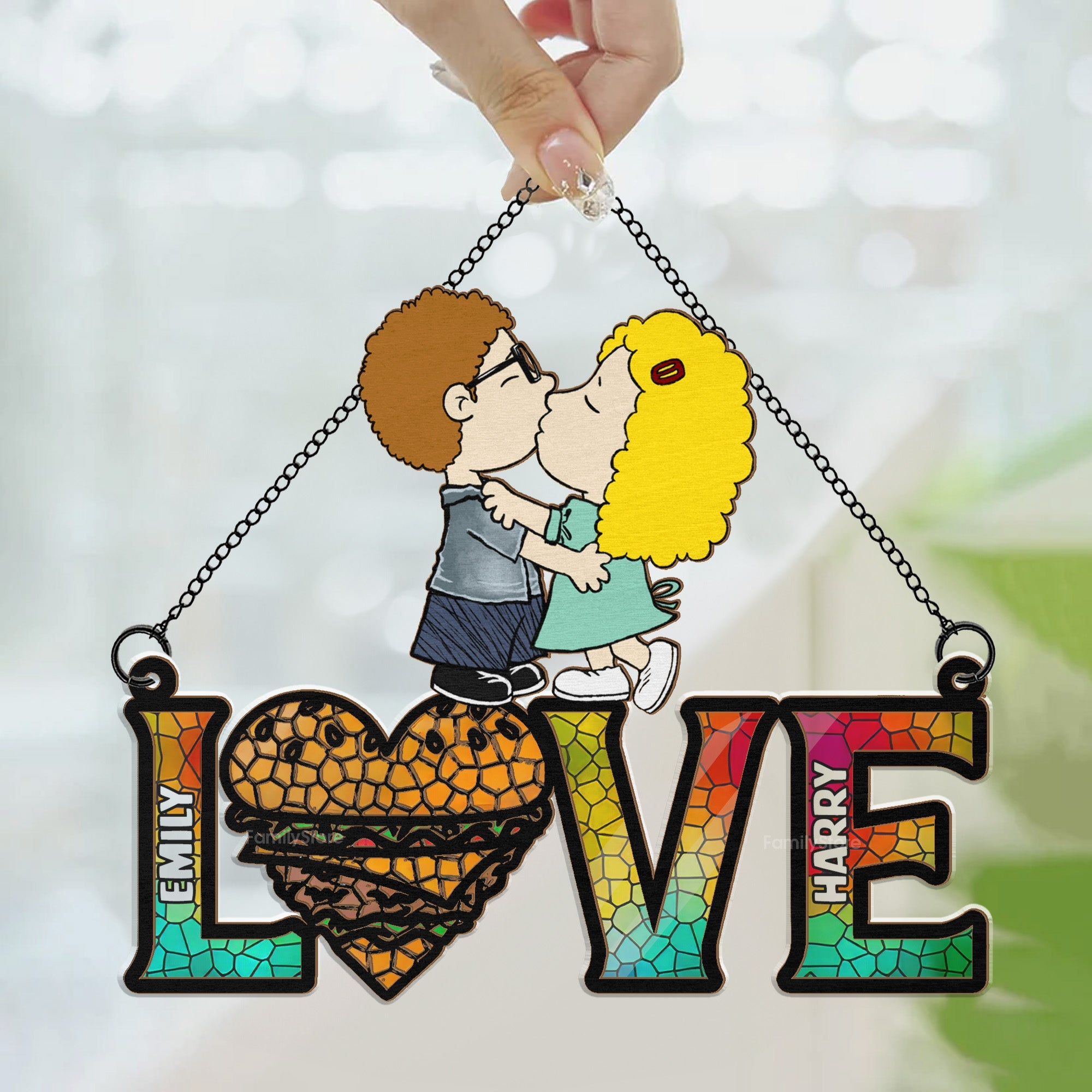 Personalized Suncatcher Ornament Custom Couple Gift for Home