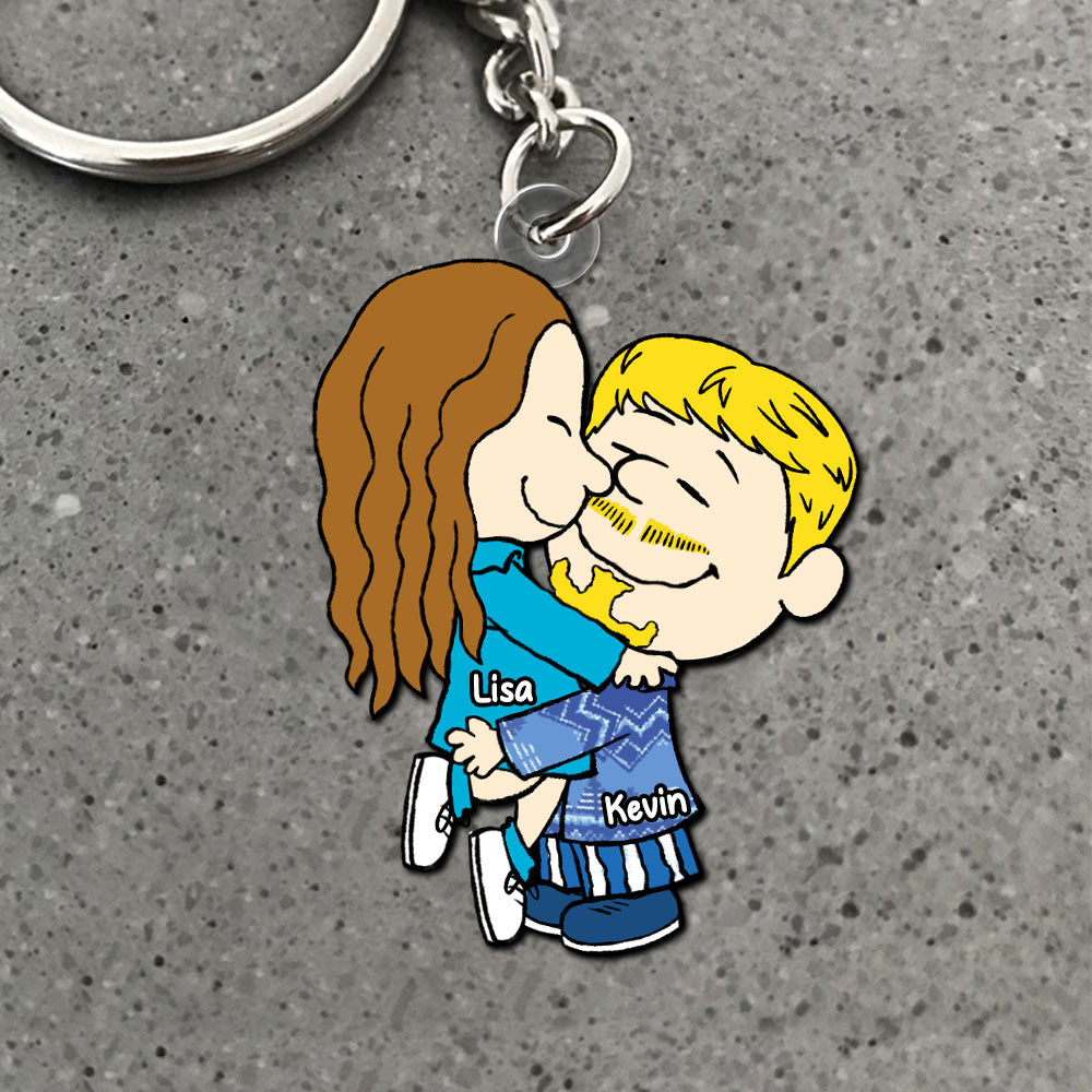 Personalized Peanut Couple Acrylic Keychain Custom Names Gift for Couple