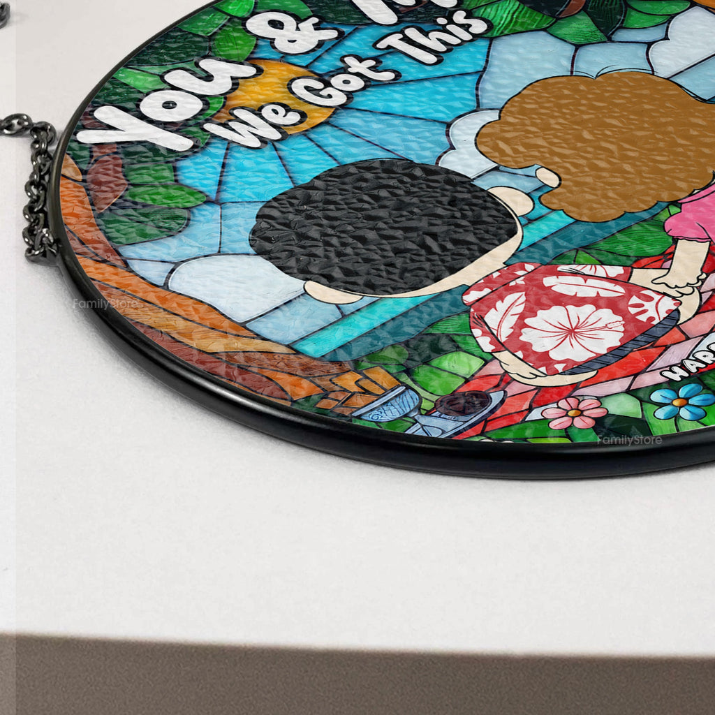 Personalized Stained Glass Suncatcher Gift for Couples - Custom Name Decor