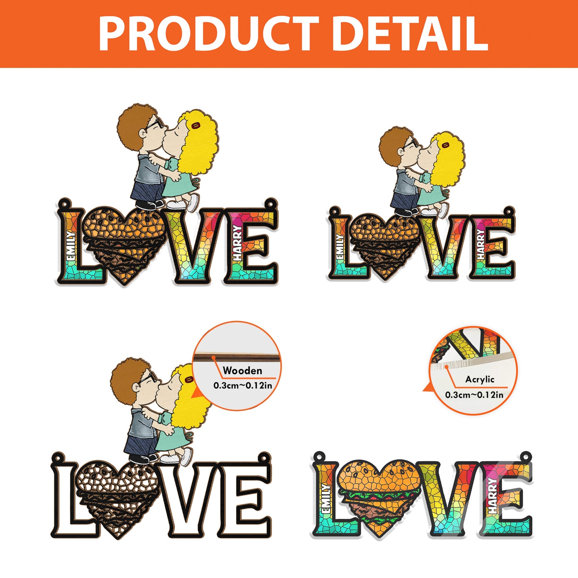 Personalized Suncatcher Ornament Custom Couple Gift for Home