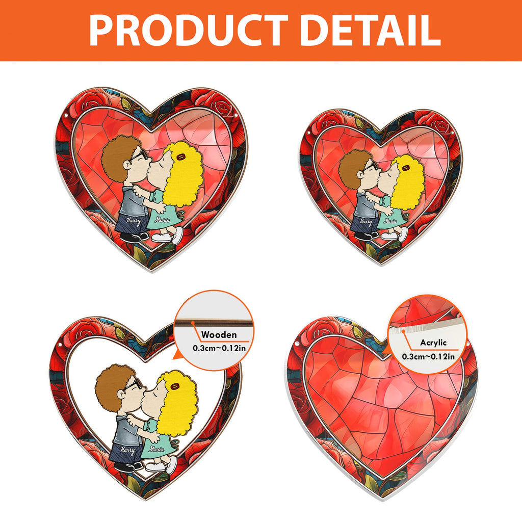 Personalized Heart-Shaped Suncatcher Ornament for Couples | Gift for Anniversary, Home Decor