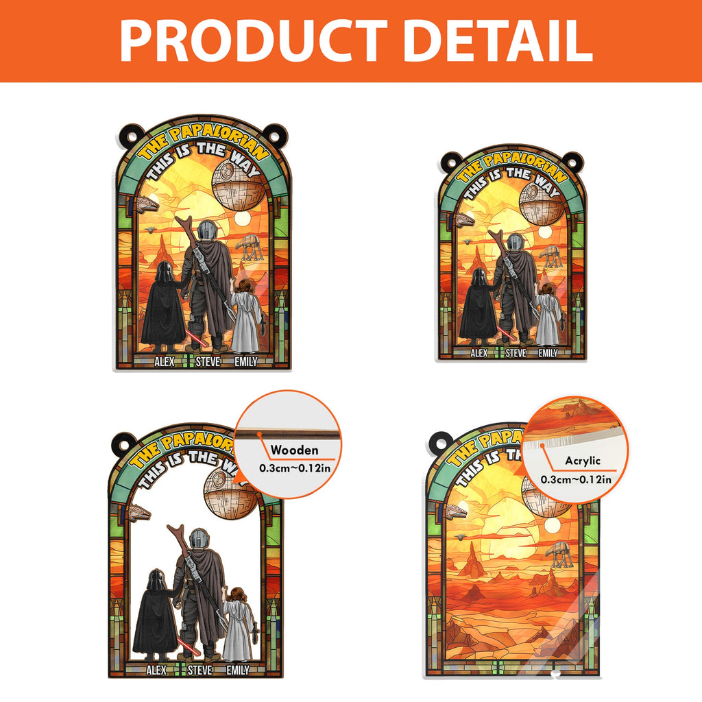 Personalized The Papalorian Window Hanging Suncatcher Gift for Dad or Husband