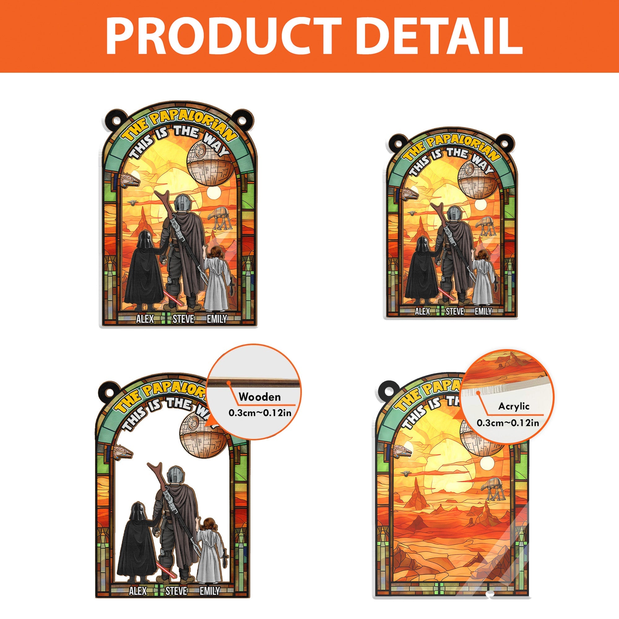 Personalized The Papalorian Window Hanging Suncatcher Gift for Dad or Husband
