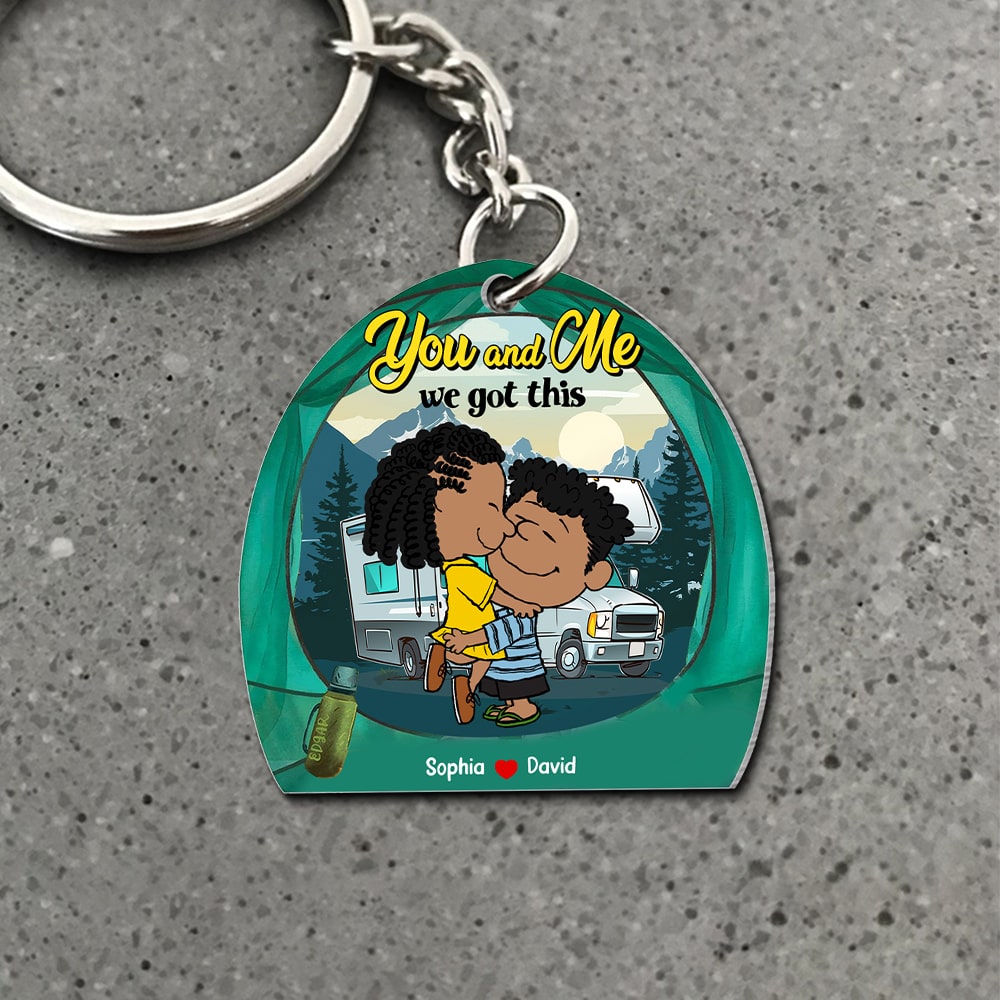 Personalized Camping Peanut Couple Keychain Gift for Couples