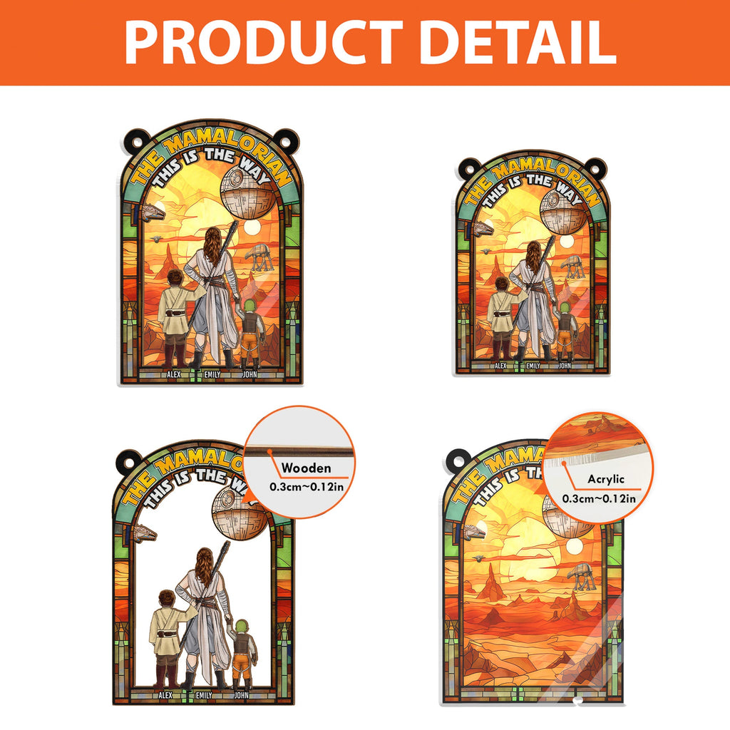 Personalized Mamalorian Suncatcher Ornament for Mom, Wife | Unique Home Decor Gift