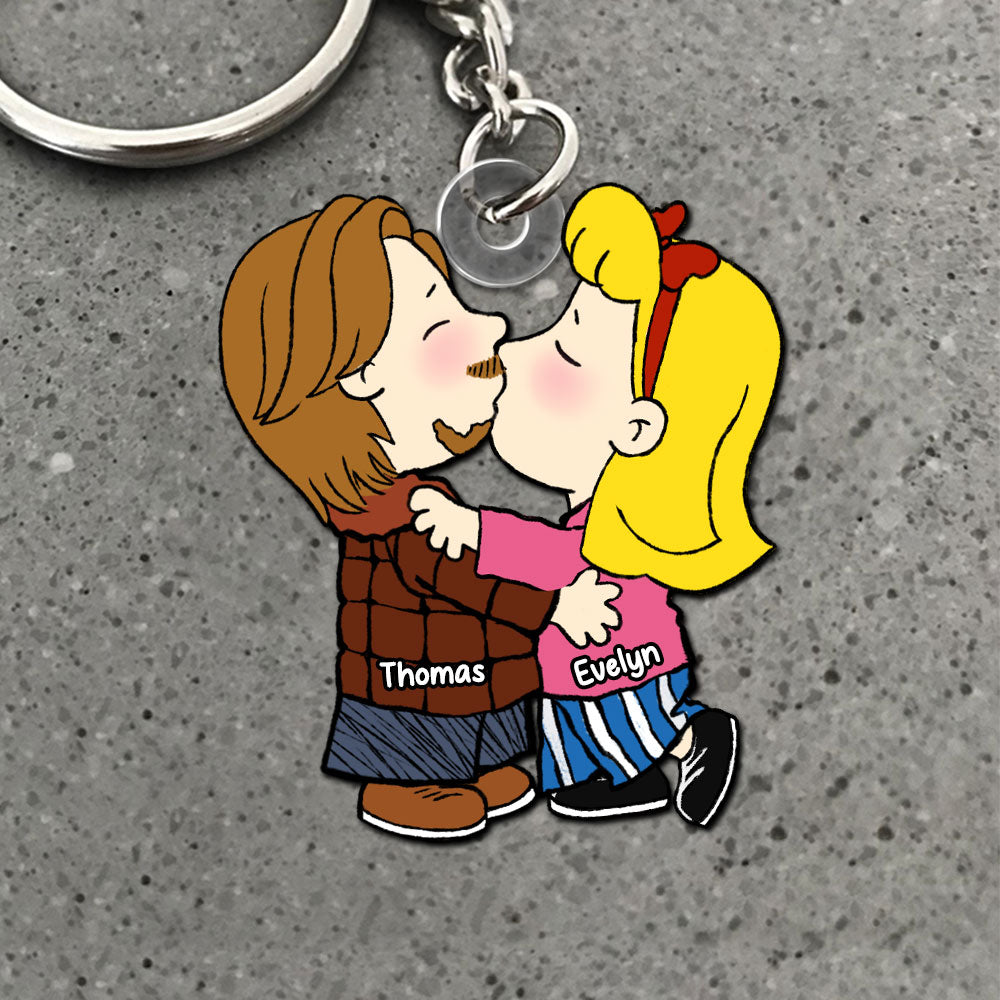 Personalized Peanut Couple Hug Keychain Gift for Couples