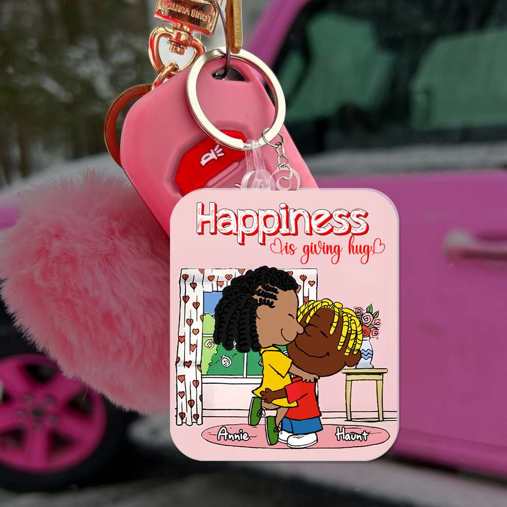 Personalized Acrylic Keychain Happiness Is Giving Hug Gift for Couple