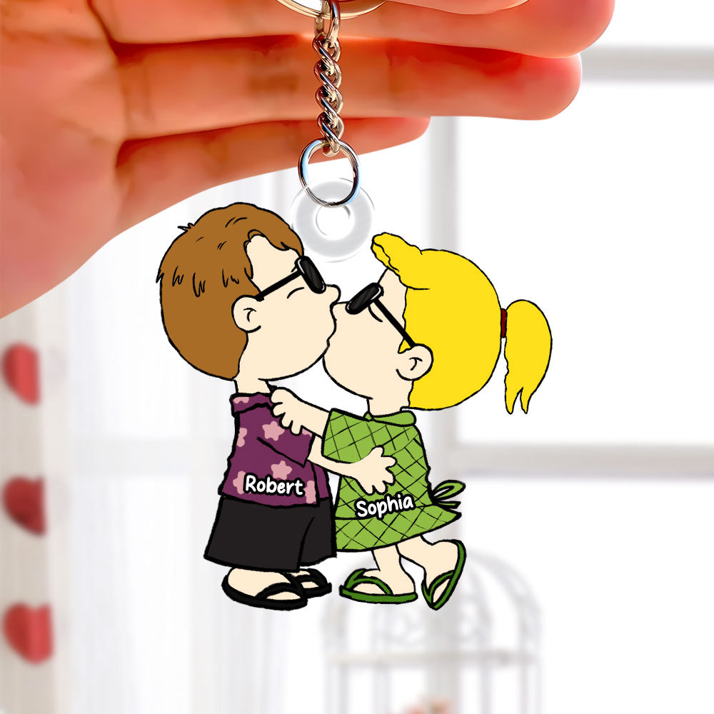 Personalized Peanut Couple Hug Keychain Gift for Couples