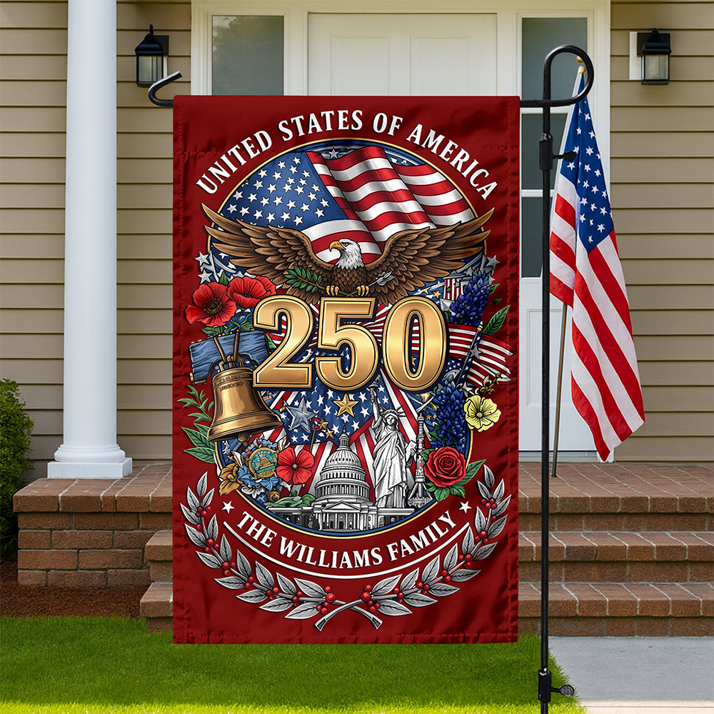 Personalized USA Statue of Liberty Garden Flag Custom Family Name 4th of July Gift HN590 - Garden Flag GradoCreations
