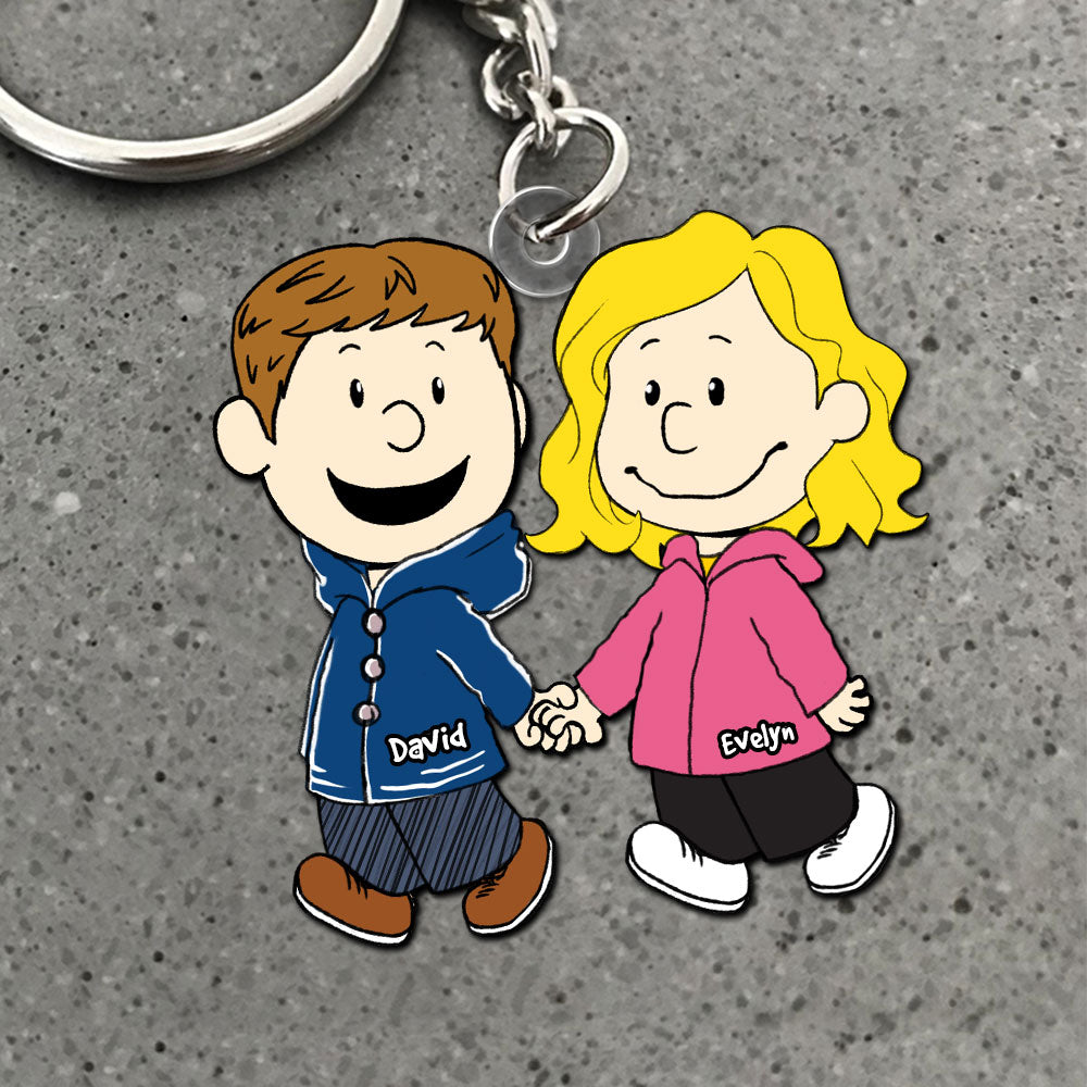 Personalized Couple Keychain Custom Name Hug Gift for Anniversary