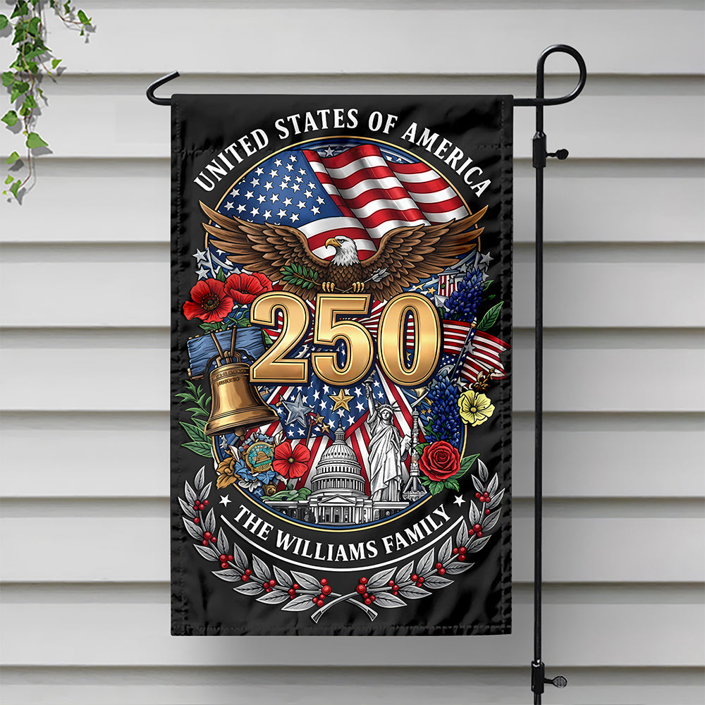 Personalized USA Statue of Liberty Garden Flag Custom Family Name 4th of July Gift HN590 - Garden Flag GradoCreations
