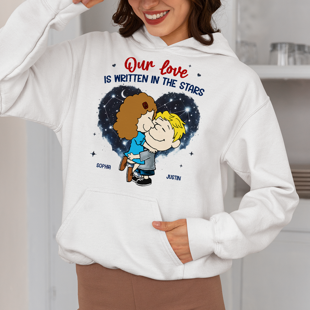 Personalized Couple Shirt Our Love Is Written In The Stars Custom Names Gift for Anniversary