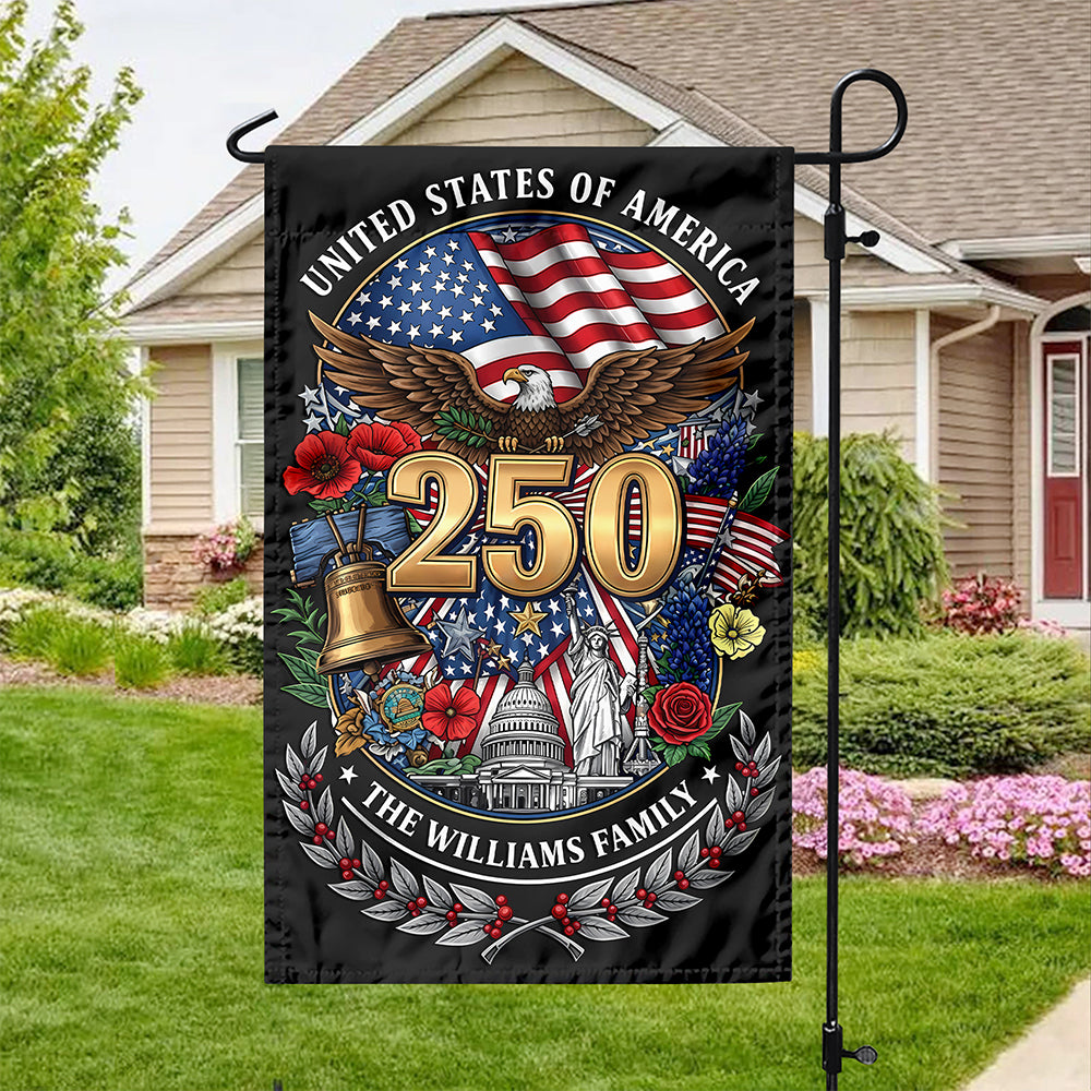 Personalized USA Statue of Liberty Garden Flag Custom Family Name 4th of July Gift HN590 - Garden Flag GradoCreations