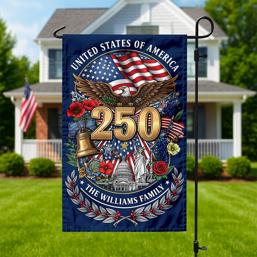 Personalized USA Statue of Liberty Garden Flag Custom Family Name 4th of July Gift HN590 - Garden Flag GradoCreations
