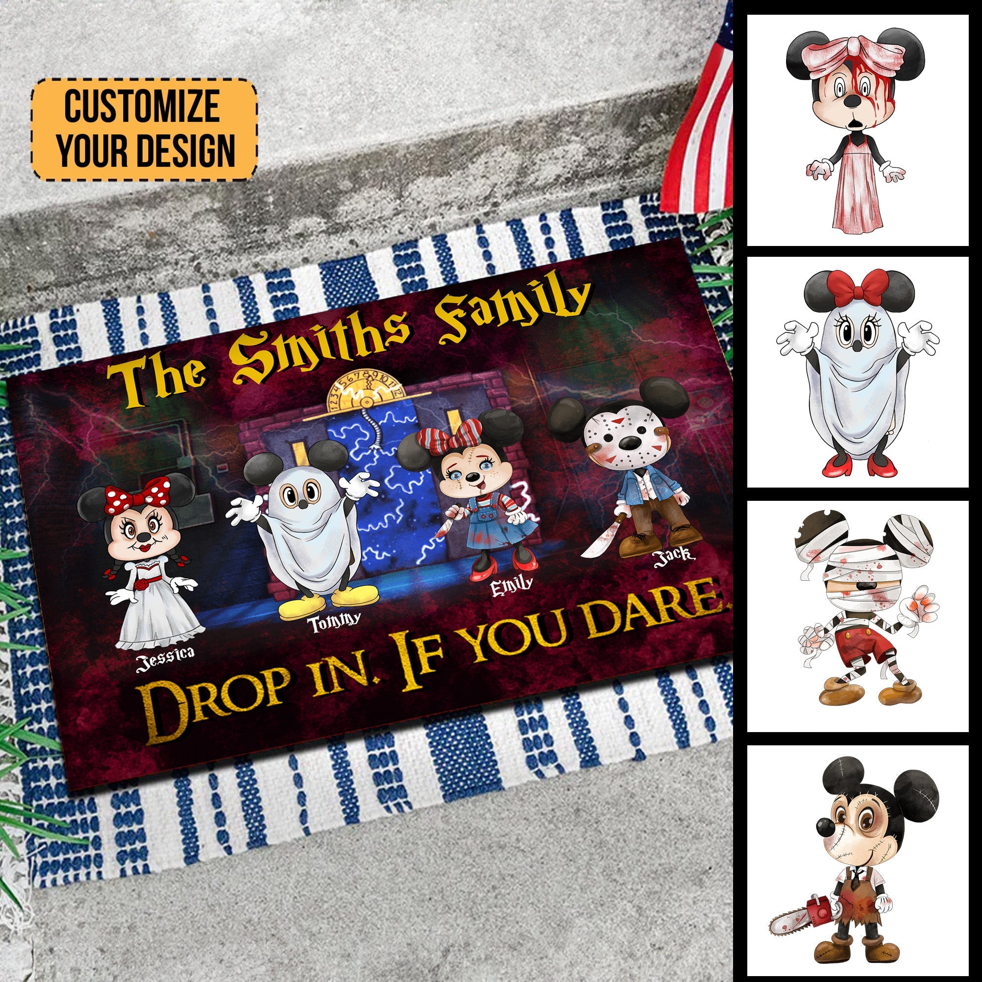 Personalized Halloween Door Mat with Family Name | Unique Home Decor