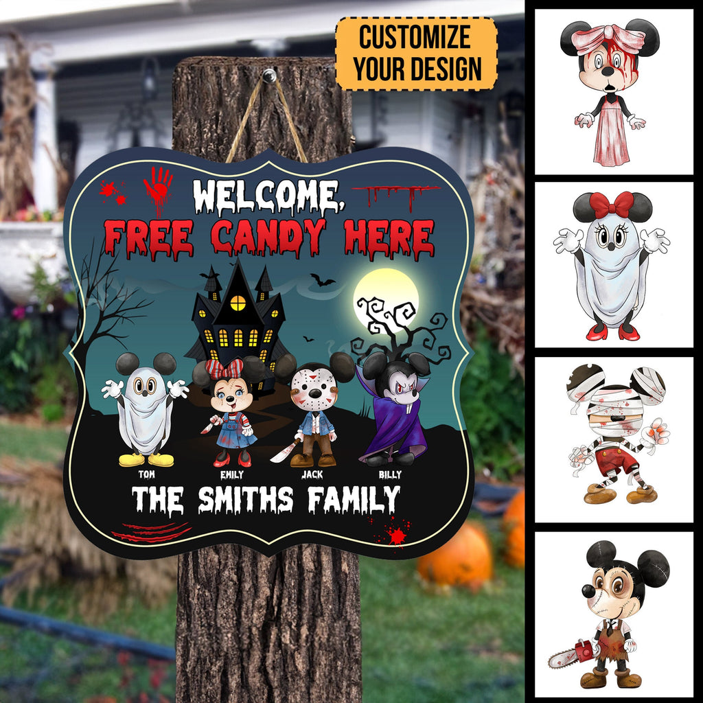 Personalized Halloween Wood Sign Free Candy Here Decor