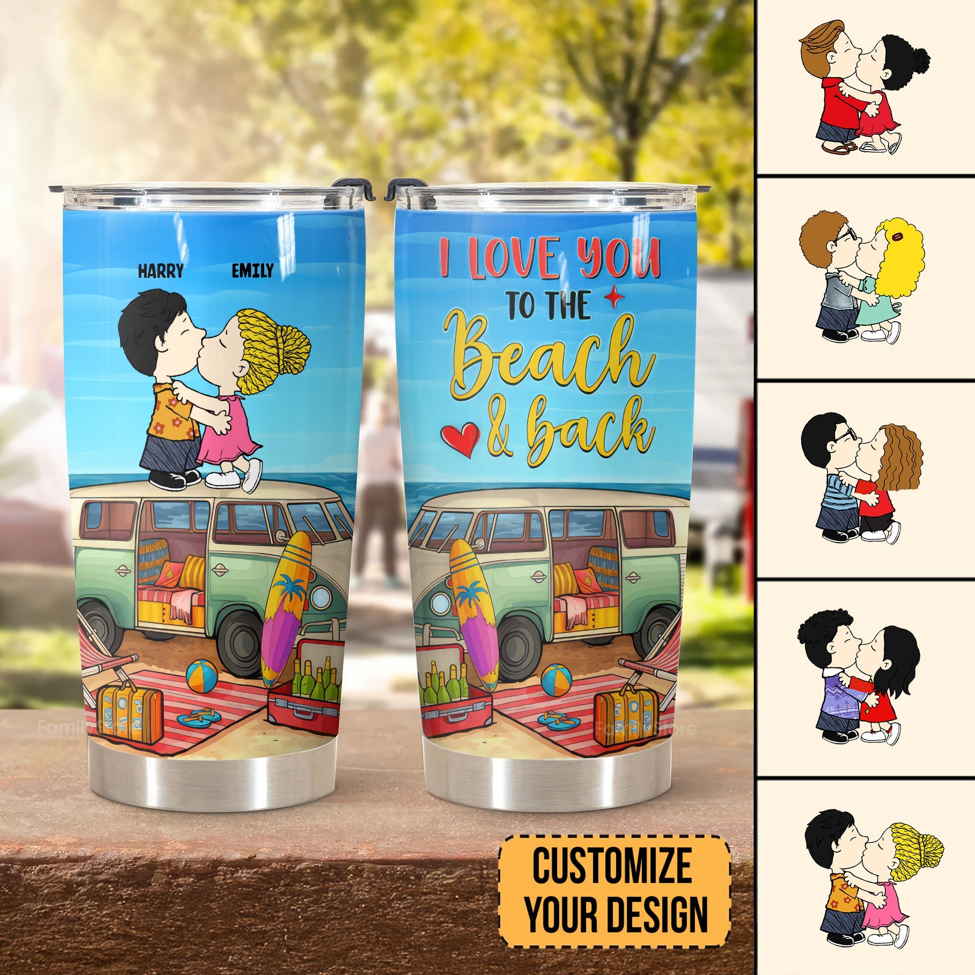 Personalized Beach-Themed Tumbler Gift for Couples | Custom Name