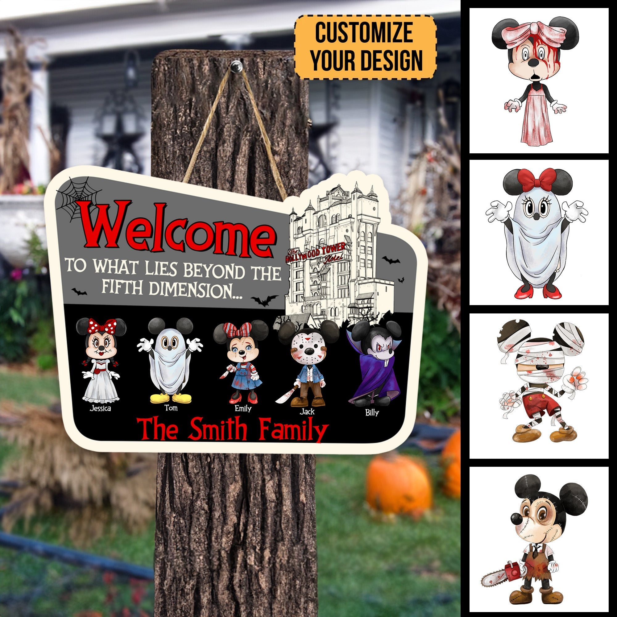 Personalized Halloween Wood Sign Welcome to the Fifth Dimension | Family Decor