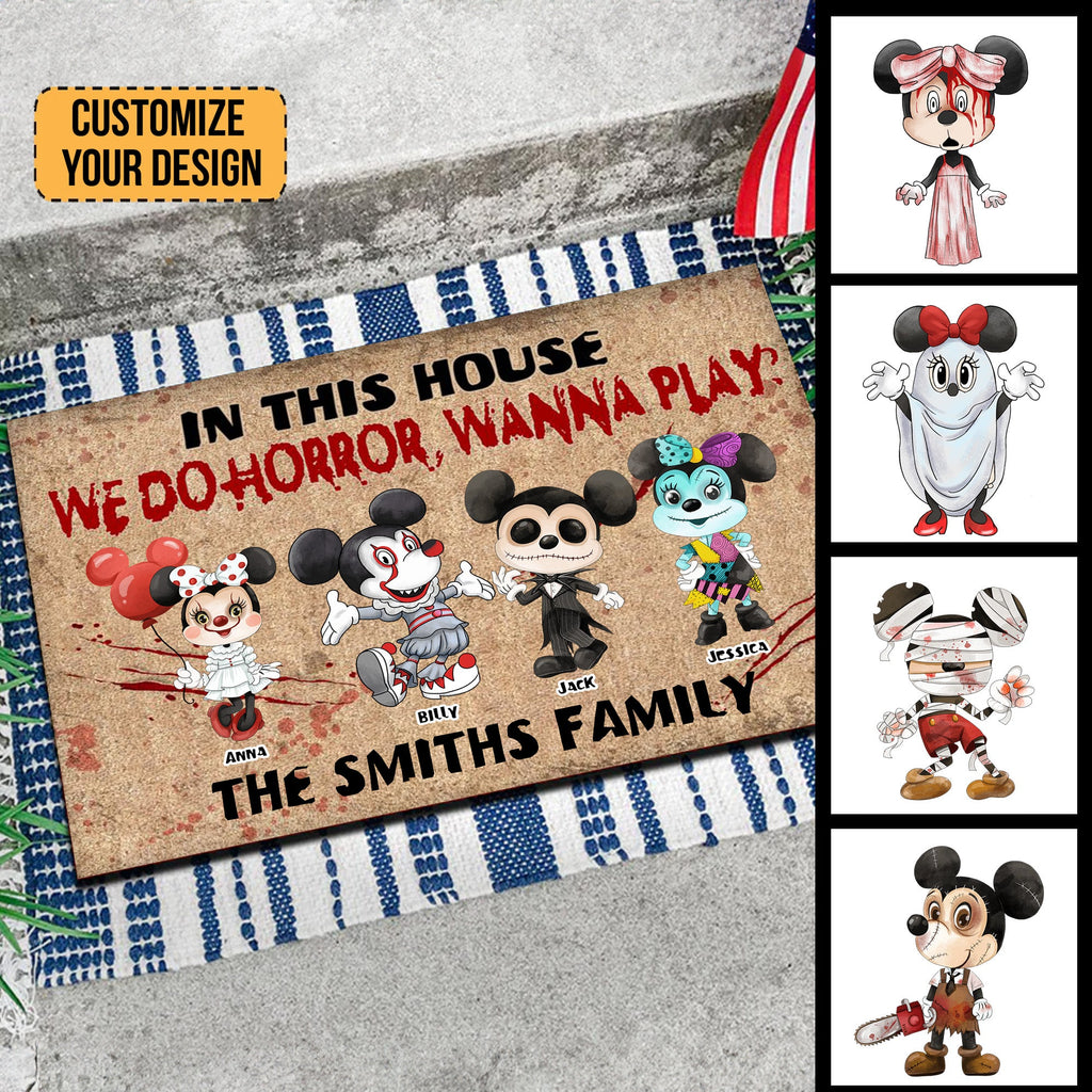 Personalized Horror Doormat Family Name Custom Design for Halloween
