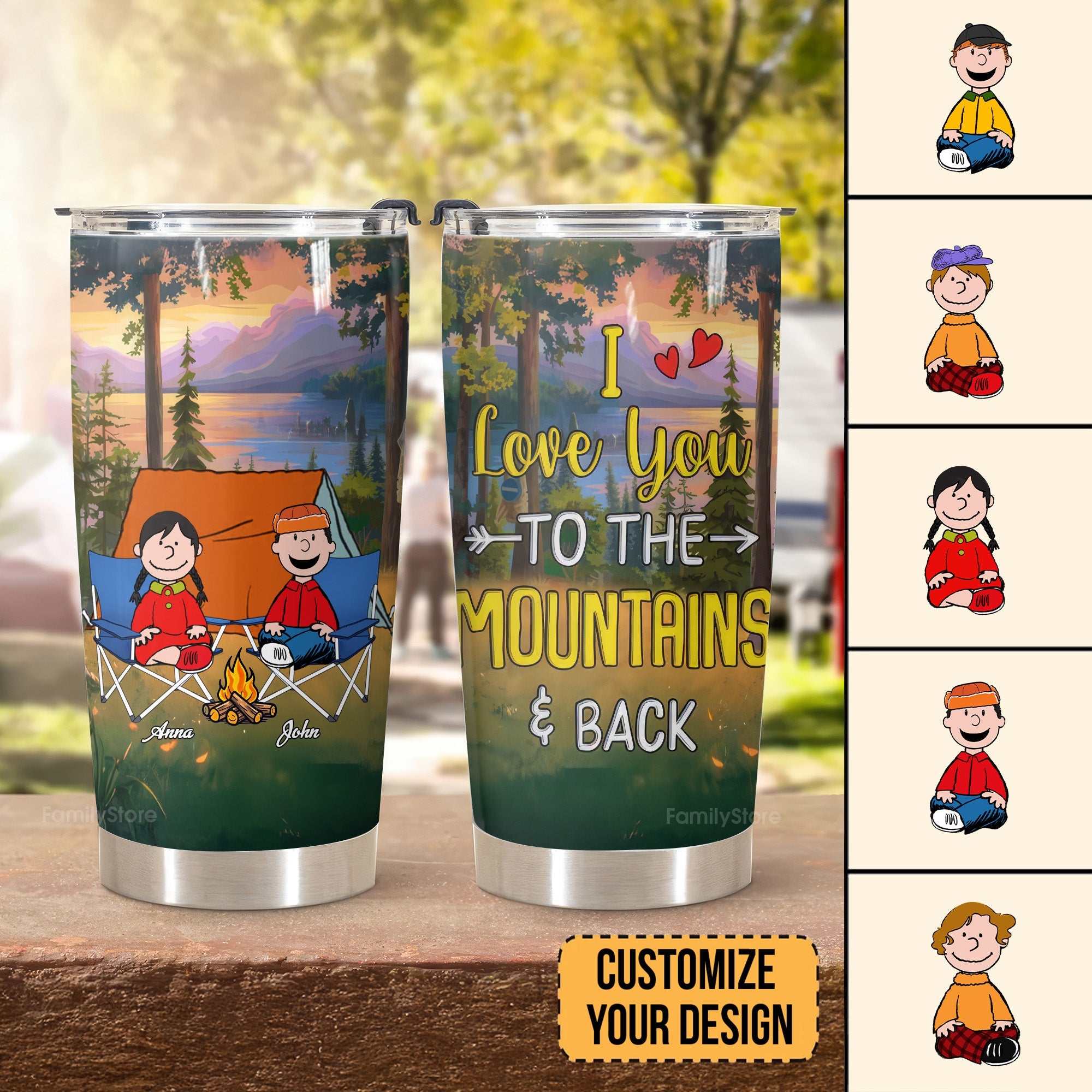 Personalized Camping Tumbler Beach Design Gift for Couple