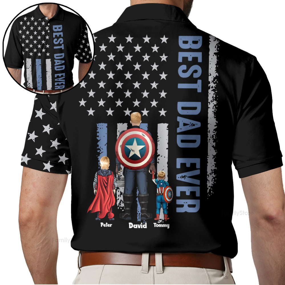 Personalized 3D Polo Best Dad Ever Gift for Dad Husband