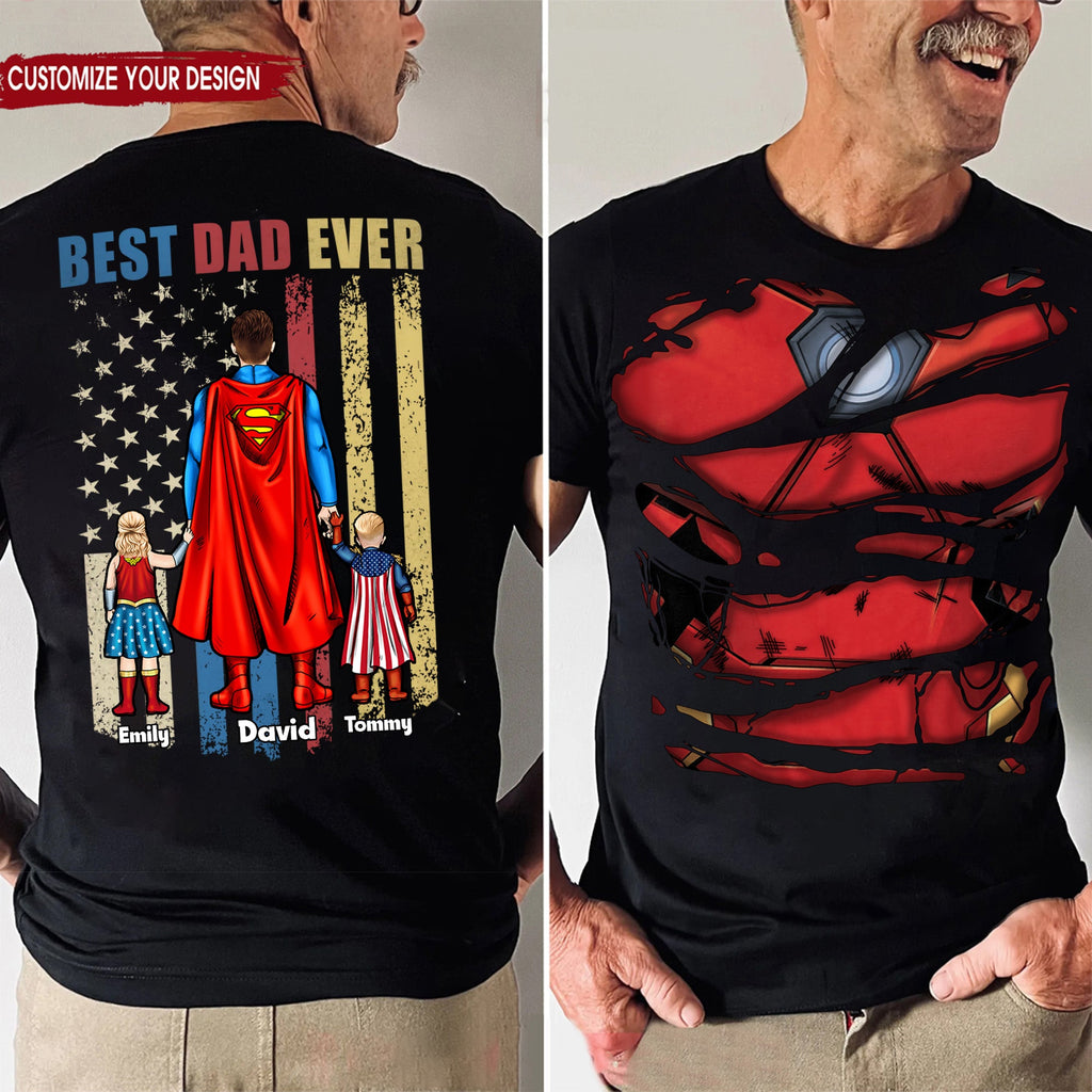 Personalized Superhero Dad Shirt Gift for Father's Day Cotton Apparel GradoCreations